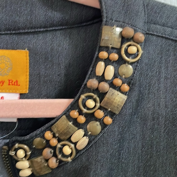 RUBY RD beaded Embellished Denim JEAN JACKET blazer coat With 2 pockets Size 6 - Picture 9 of 10